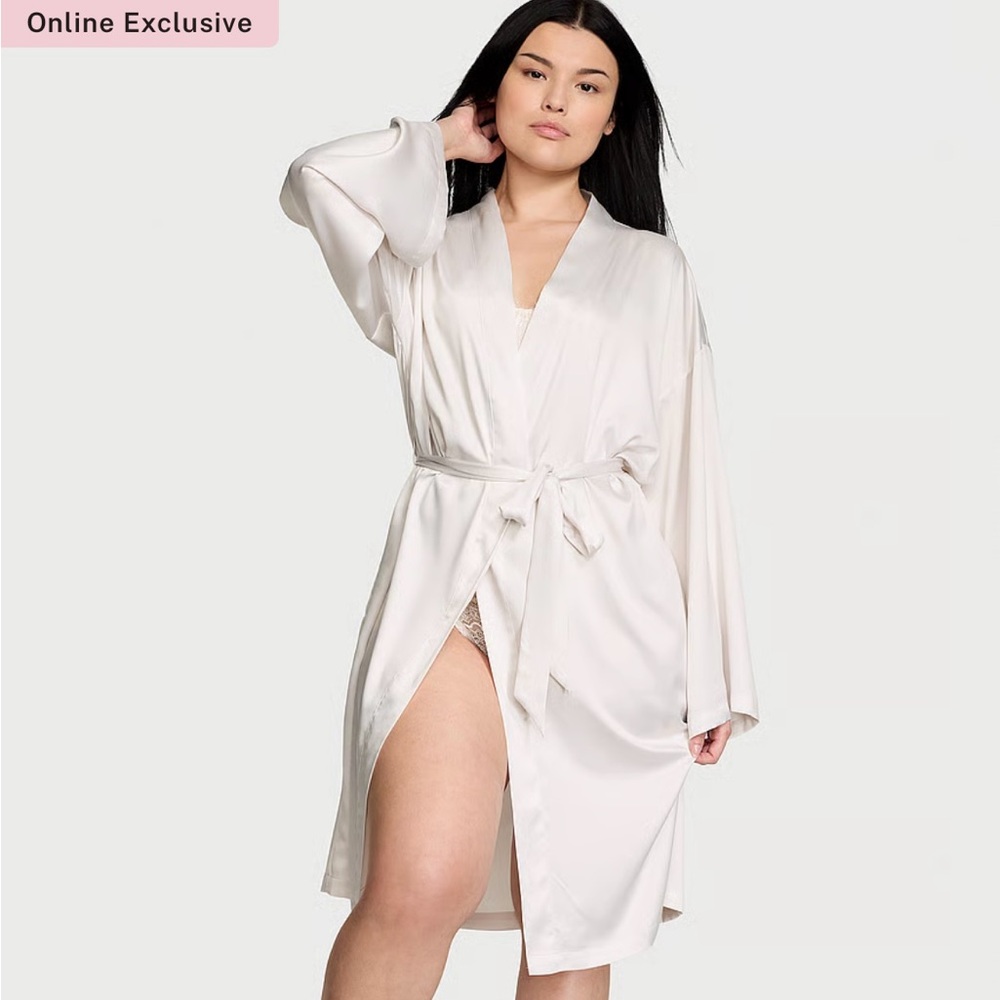 Victoria's Secret Cream Satin Robe